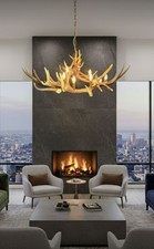 Vintage Rustic Antler Chandelier Pendant Lamp - Delivery Available 