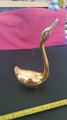 Vintage brass metal swan - brass,