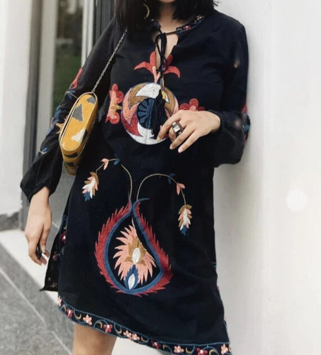 Zara tunic dress aztec black - tunic,