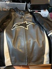 Alpine Stars Leather Motorcycle Riding Jacket With Shoulder,back And Arm Padding