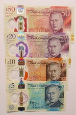BANK OF ENGLAND (item2660) FULL SET KING CHARLES NOTES FIRST ISSUE UNCIRCULATED