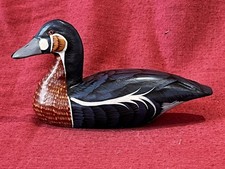 Hand Carved Wooden Red Crested Goose Small 15cm Decoy Duck Style Excellent