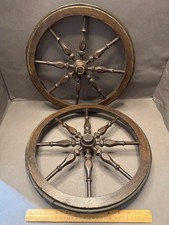 PAIR OF WOOD & RUBBER TIRE