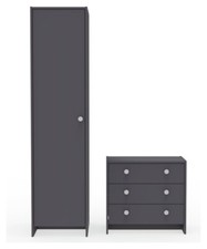 Seville 2 Piece 1 Door Wardrobe Set - Anthracite