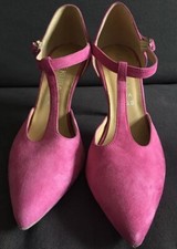 WOMENS KATE KUBA FUCHSIA PINK SUEDE T BAR HIGH HEELED SHOES SIZE 5