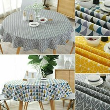 Round Table Cloths Cotton Linen Household Garden Dining Tableware Party Supplies