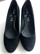 GEOX Ladies Heeled Shoes Size 3.5/36 Black Suede New without Tag
