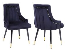 Black Velvet Dining Chairs , Velvet Upholstered , Gold tip legs,