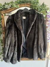 Vintage Dark Brown/black Tissavel France Faux Fur Coat/jacket In Size 16