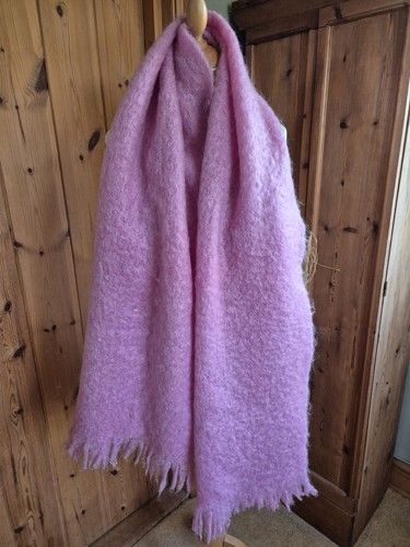 Mohair wool large pink scarf - mohair,