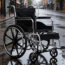 Ultra Lightweight Folding Wheelchair 11.kg Attendant Brake Transport Transit New