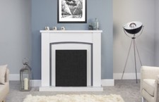 OAK CREAM FIREPLACE ARCHED SURROUND SET CREAM HEARTH FOR ELECTRIC FIRES BNIB