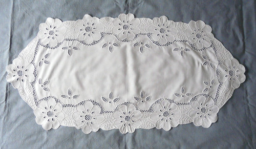 White linen table runner - table, /