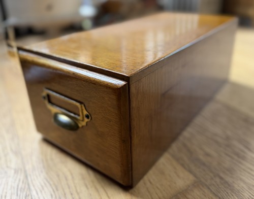 Vintage oak wood library index - oak,