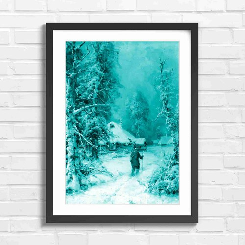 Snowy countryside log cabin - snowy,