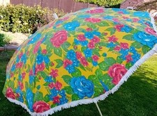 Vintage Garden Parasol Sun Parasol Floral Pattern  Diameter 50"