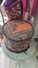 Ottoman Vintage Tribal Kilim Rug Stool - 35cm x 35cm