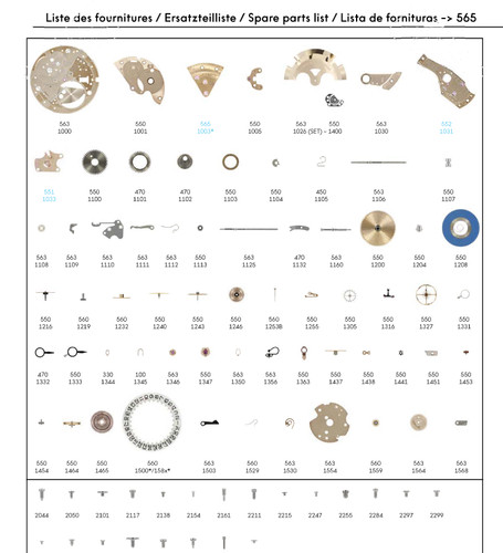 Omega 565 movement parts - 565,