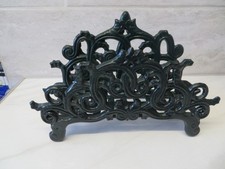 DARK GREEN FREESTANDING CAST IRON LETTER RACK, 9 ins long VGC