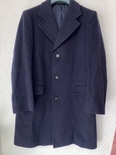 Crombie Scotland -large  - Men's Vintage 80s Pure Wool Overcoat Dark Blue