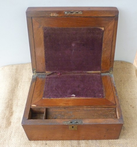 Antique wooden box writing