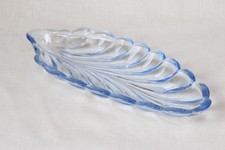 Art Deco Blue Glass Cucumber Dish by Bagley