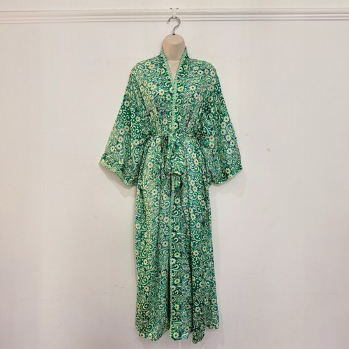 Long kimono robe emerald - robe, |