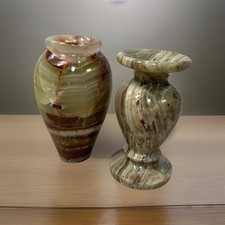 Lot Of 2 Stone Vases Green