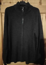 Primark Men Small 36-38in Winter Cardigan Grey Zipped Knitted Acrylic