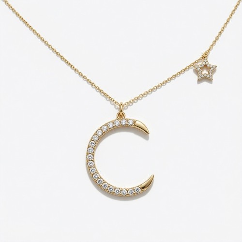 Gold plated moon star - plated,