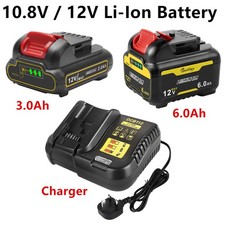 10.8V 12V 3Ah 6.0A Battery for Dewalt DCB120 DCB127 DCB121 DCB123 DCB125 Charger