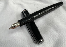 Vintage Platignum Silverline Fountain Pen Black, Aerometric, Chrome, B2 Italic