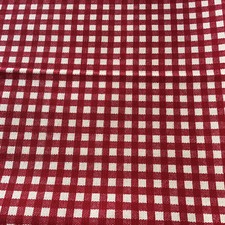 Red & Cream Fabric Gingham Remnant 38”x 20” Material For Crafting