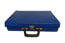Vintage CASSETTE CARRY CASE Blue storage box for 40 tapes Radio Luxembourg