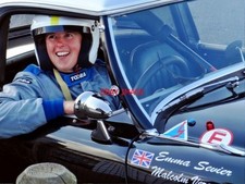 PHOTO  THRUXTON REVIVAL 19.4.14  EMMA SEVIER  IN HER AUSTIN HEALEY 100M.