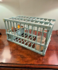 Vintage Mid 20th Century Handmade Wooden Bird / Finch Cage Painted
