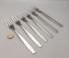 6 Vintage Mid Century Viners Chelsea Stainless Dessert Forks Gerald Benney 18.5c