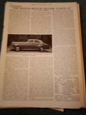 El20 Ephemera 1960 picture article rolls Royce silver cloud II 