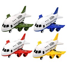 6 Vehicles Set in Large Aircraft Passenger Plane Toy for Kids Air Freighter Toys