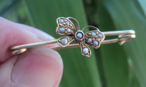 Gold pearl butterfly - gold,