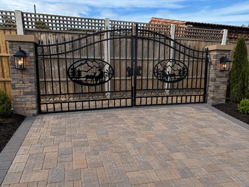 Black metal driveway - driveway, gates