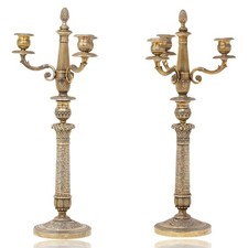 Pair of French Empire Bronze and Mercury Gilt Candelabra, Circa 1815
