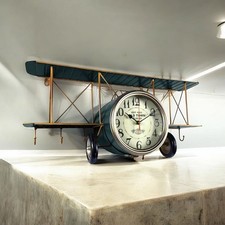 Aeroplane Clock Large 64cm Retro Aeroplane Desk / Wall Clock Metal Vintage Style