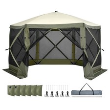 Uimoso Pop Up Gazebo Tent Pop-Up Screen Tent 6 Sided Canopy Sun Shelter Green