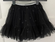 Next Girls Black Tutu Skirt With glitter Stars lined & layered  Age 5-6yrs NWOT