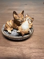 VTG 1980th House of Global Art Harvey Knox Kingdom Pairs Of Kittens in Basket(C3