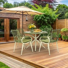 Rattan Garden Dining Set Glass