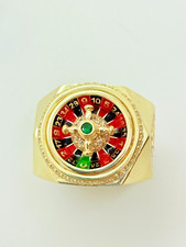 9ct Yellow Solid Gold CZ Spinning Wheel Roulette Ring