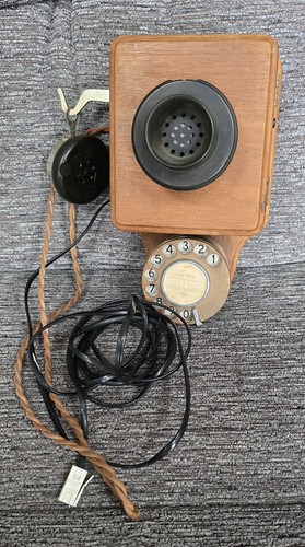 Antique telephone wooden - ,