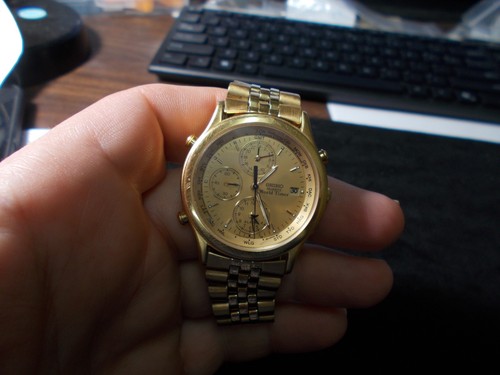 Seiko men gold tone world - tone,